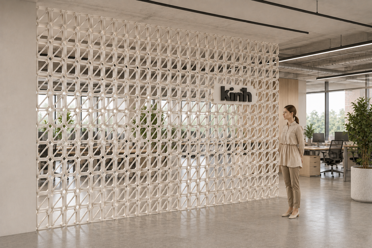 Permeable 3D-printed office partition designed for Kinth